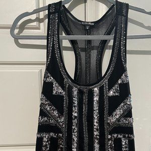 Express - Extra Small XS - Sequin Lined Black and Silver Halter Top
